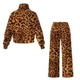 thumbnail image 6 of Uorisanigo Brown Leopard Mock Neck Sweatshirt with Wide Leg Sweatpants Matching Set Lounge Sets for Women Tracksuit 2 Piece Fall Outfits Drawstring Activewear Oversized Jogging Suit, 6 of 8