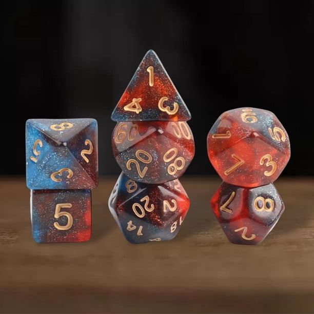 7 Unids Acrílico Poliédrico Dados de de Familiar Jugar Entretenimiento Juguetes de Dados para estrella Hugo dados poliédricos