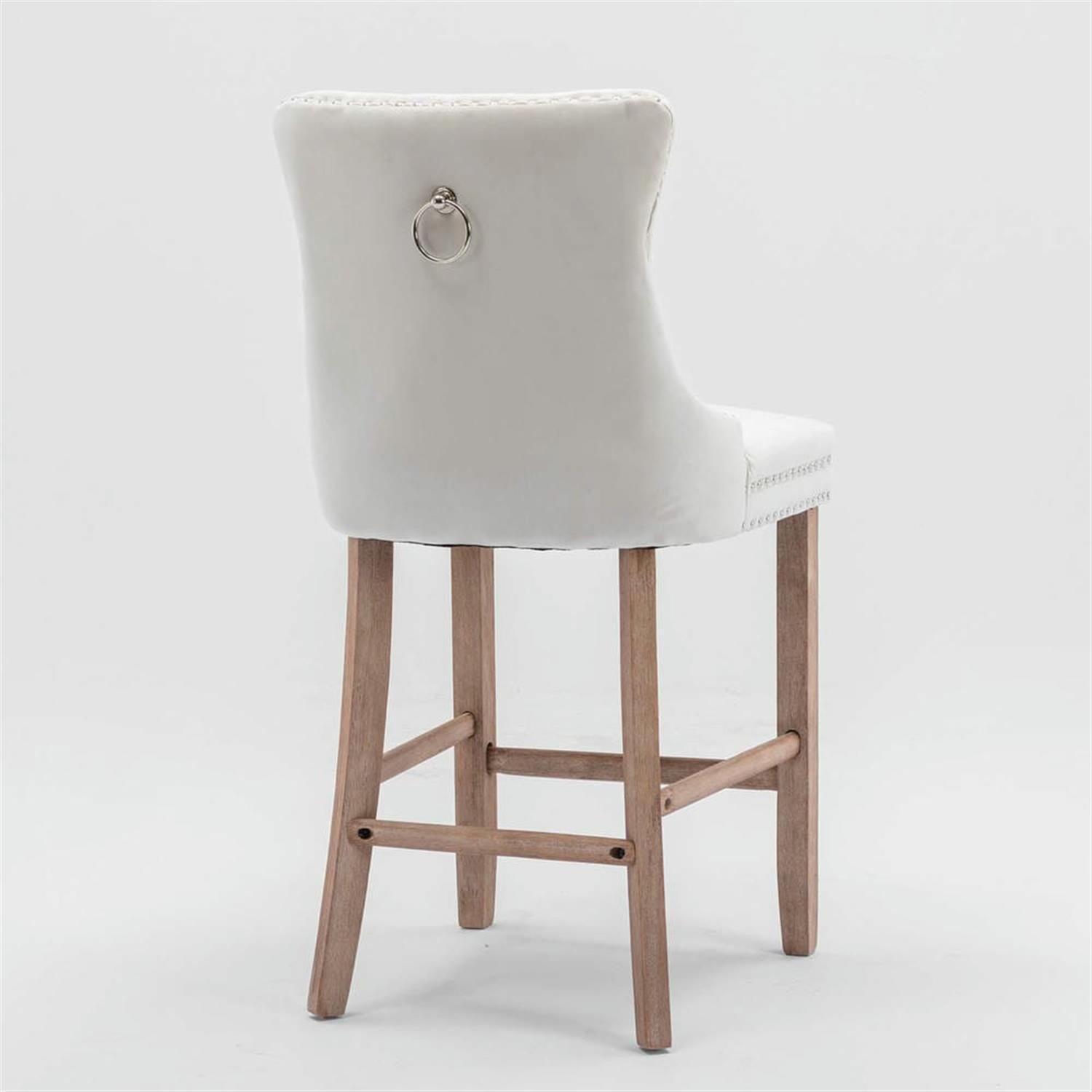 Demi Bonn 40" Counter Height Bar Stools Set of 2, Velvet Upholstered Barstools with Back, Kitchen Island Countertop Chairs for Dining Room, Beige