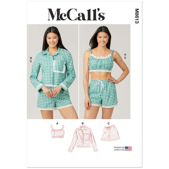 McCall's Sewing Pattern 8613 - Misses' Bralette, Shirt and Shorts, Size: A (XS-XXL)