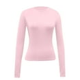 thumbnail image 4 of felwors Women's Boat Neck Tops Long Sleeve Shirts Casual Fitted Tee Shirts Solid Color Fall Basic Clothes Pink, XL, 4 of 4