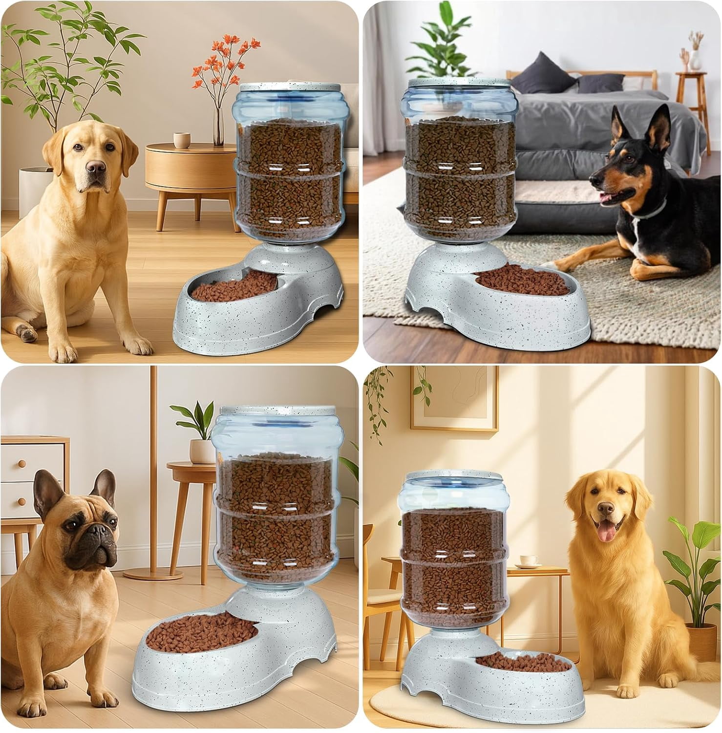 3 Gallon Gravity Feeder Automatic Dog Food Dispenser for Large Breed Pets with Easy Clean Design