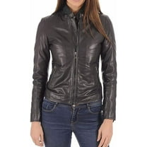 HOT Women's Genuine Lambskin Real Leather Jacket Stylish Collared Biker Coat W019