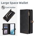 thumbnail image 4 of Allytech Detachable Magnetic Wallet Case for Samsung Galaxy S24 with Wrist Strap, Large Capacity Luxury PU Leather Card Slots Zipper Cash Pocket Shockproof Protective Wallet Case - Black, 4 of 7