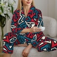 thumbnail image 5 of KLL Geometric Elements Print Women's Long Sleeve Pajamas with Pants Sleepwear Loungewear 2 Set-Medium, 5 of 7