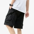 thumbnail image 6 of Fashion YLSDY Men's Cargo Shorts Loose Casual Elastic Waist Outdoor Relaxed Fit Work Shorts with Zipper Multi Pockets Black XL, 6 of 9