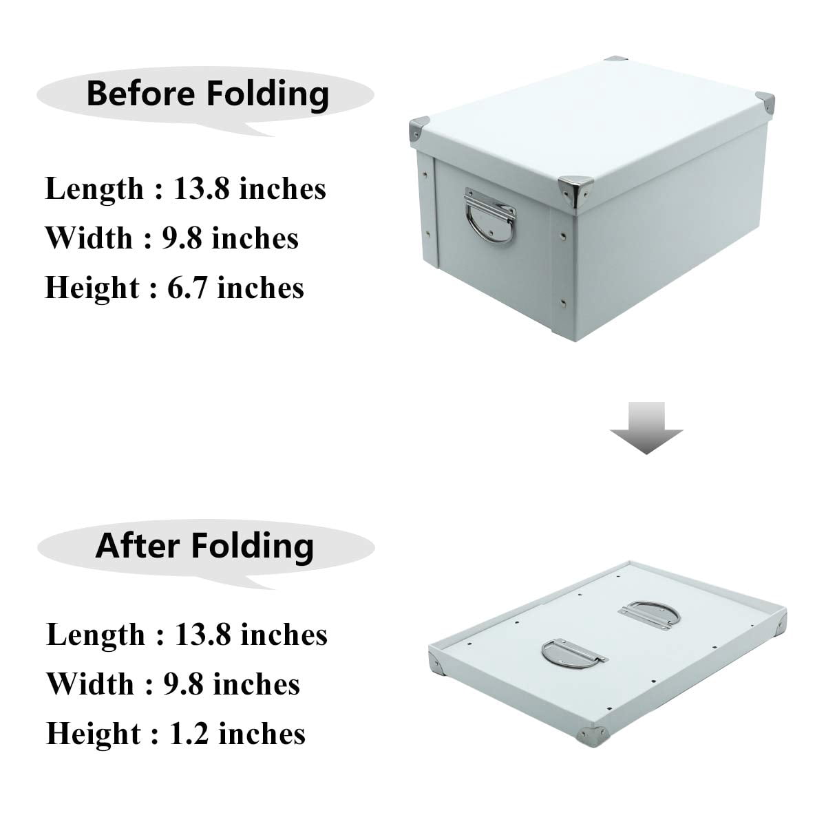 Collapsible Storage Box  Decorative Memory With Lid & Metal Reinforced Corners Cardboard File Bin Handles Organizer Gift For Keepsake Photos Office Wardrobe Bookshelf