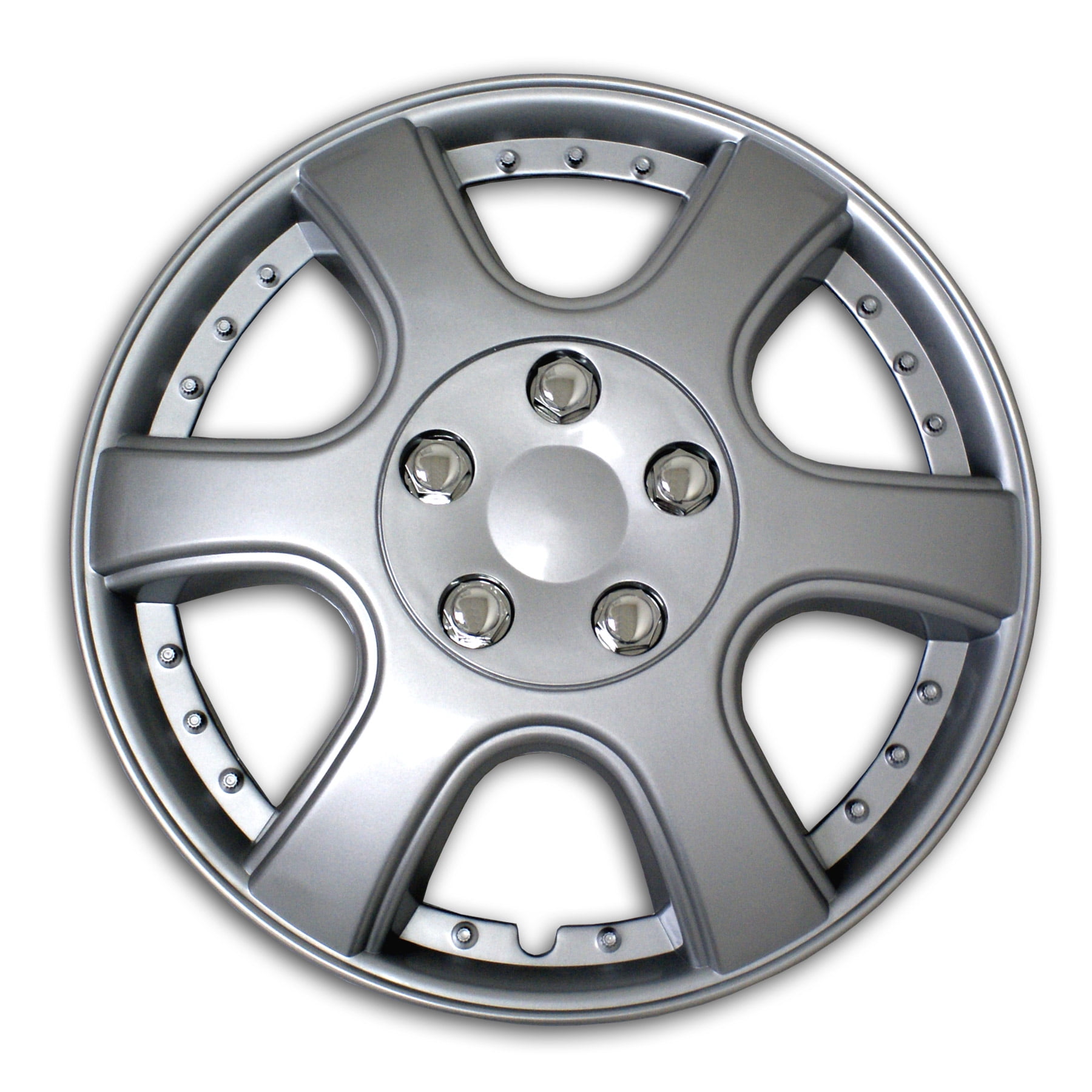 Set of 4 Metallic Silver Hubcaps 14" Type 2 WSC2011S14 Hub Caps