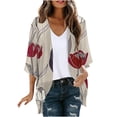 thumbnail image 1 of VEKDONE 2025 Cardigan à Manches Longues pour Femme, Printemps Été, Ample, Décontracté, Mode, Haut Rouge P, 1 of 5