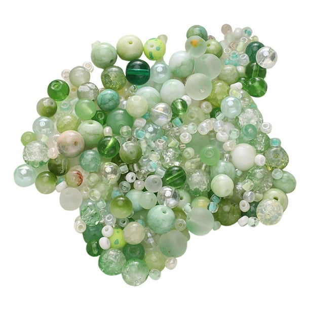 Kit para hacer collares de cuentas, elegante juego de cuentas pequeñas para niña, hecho a mano, de vidrio, para mujer. Verde