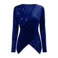 thumbnail image 3 of T Shirts for Women Sequin Top for Women Blue Long Sleeve Sparkly Outfits for Women Shiny Top Women'S Party Tops Festive Tops for Women, 3 of 4