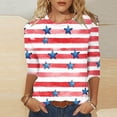 thumbnail image 7 of JTZGDY Plus Size Womens Independence Day Tops Loose Fit Casual Dressy American Flag Printed Summer 3/4 Length Sleeve Oversized Crewneck Graphic Holiday Tees Shirt Red#02 XXL, 7 of 7