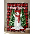 thumbnail image 4 of Merry Christmas Snowman Shower Curtain Set ，Waterproof Fabric Shower Curtains Green Tree Winter Snowflake Red Plaid Shower Curtains for Bathroom,Bathroom Decor 72"x84", 4 of 6