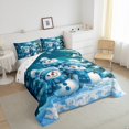 thumbnail image 3 of Feelyou Cartoon Cute Snowman 01, Blue Xmas Tree Twin Comforter Sets, Merry Christmas Reversible Bedding Set, Super Cozy Room Decor,2-Piece, 3 of 8