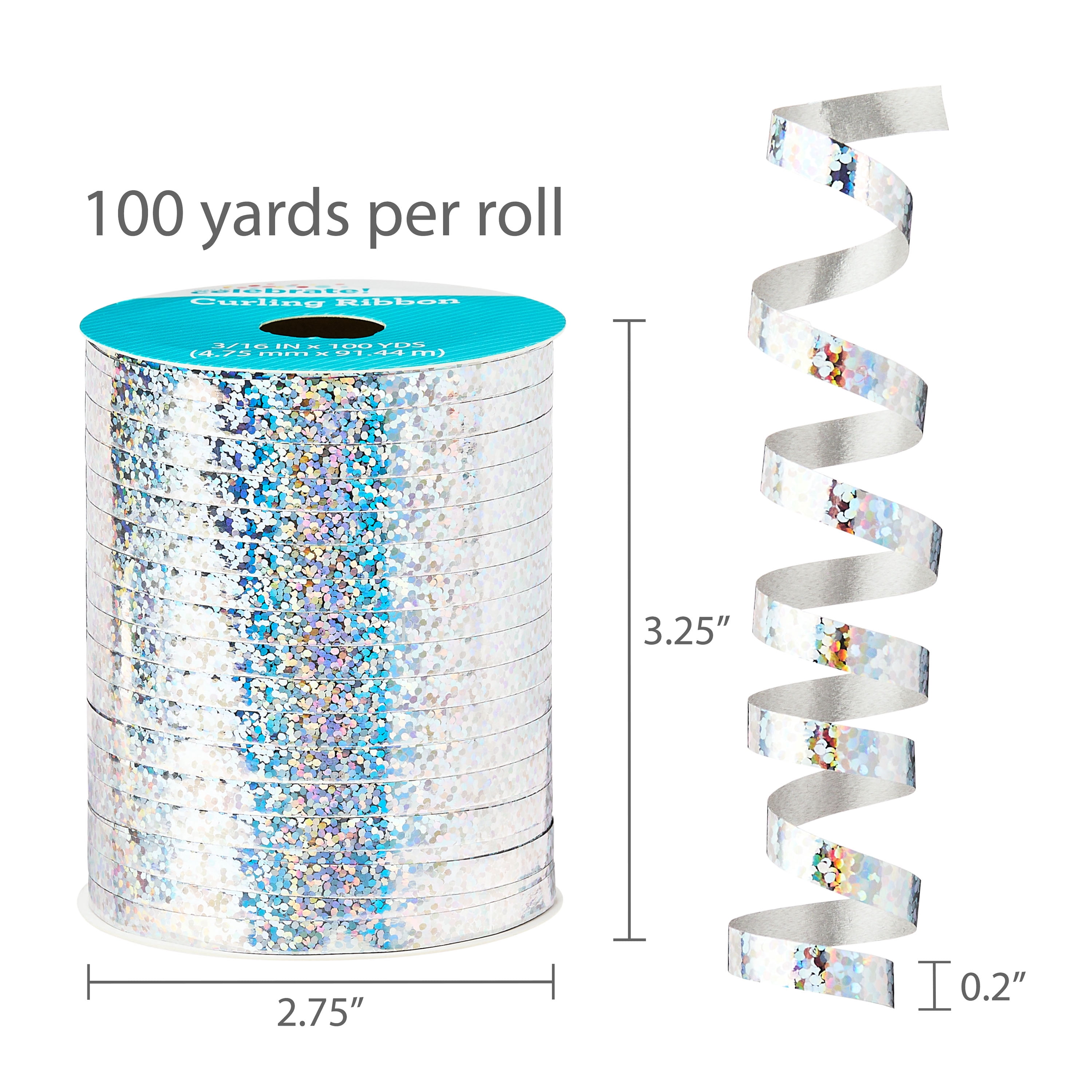 Holographic Silver Curling Ribbon, 100 Yards, by Way To Celebrate