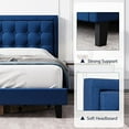 thumbnail image 6 of King Size Bed Frame With Buttoned Linen Headboard,Modern Upholstered Platform Bed with Heavy Duty Base and Wood Slat Support,No Box Spring Required,No Noise, 6 of 7