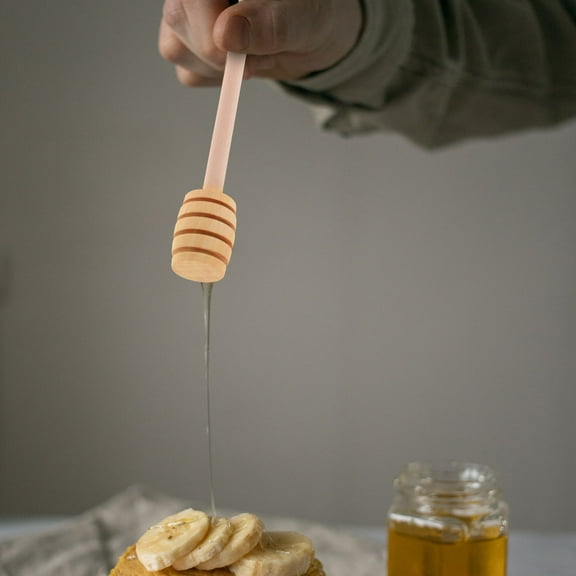 Moluckfu Honey Pot Sticks Wooden Honey Dipper Sticks Khaki 12pcs 5.9X0.9in