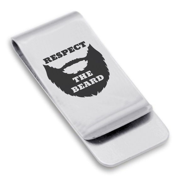 Stainless Steel Respect the Beard Classic Slim Money Clip Credit Card Holder