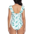thumbnail image 6 of Yiaed Utensiles Print Women's Ruffled One Piece Swimsuit V Neck Swimwear Slimming Monokini for Woman-Medium, 6 of 8