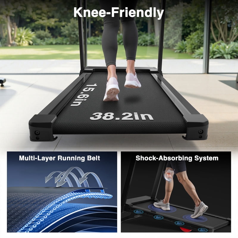Redliro Foldable Treadmill with Auto Incline, 2.5HP Walking Pad for Home, 15% Incline Treadmill with Handles, 300 lbs Capacity