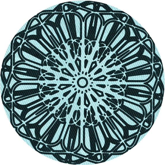 Ahgly Company Indoor Square Patterned Deep Teal Green Area Rugs, 3' Square