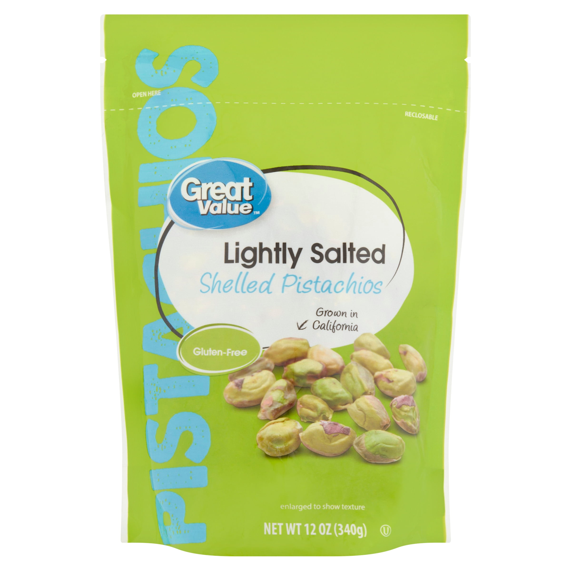 Great Value Shelled Pistachios Lightly Salted, 12 oz
