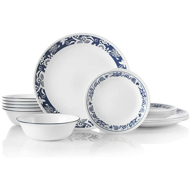 Corelle 18Piece Service for 6, Chip Resistant, True Blue Dinnerware Set