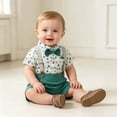thumbnail image 7 of Mifsaly Baby Boys 2 Piece Gentleman Outfit Set Polka Dot Button Down Shirts and Shorts with Suspender Newborn formal Suit for Baptism Birthday Party Photo Shoot, 7 of 7