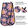 thumbnail image 4 of Dailycode Double Sided Oven Mitt with Loop Heat Resistant Kitchen Long Potholders 7" x 35" Pink Hand Drawn Daisy, 4 of 6