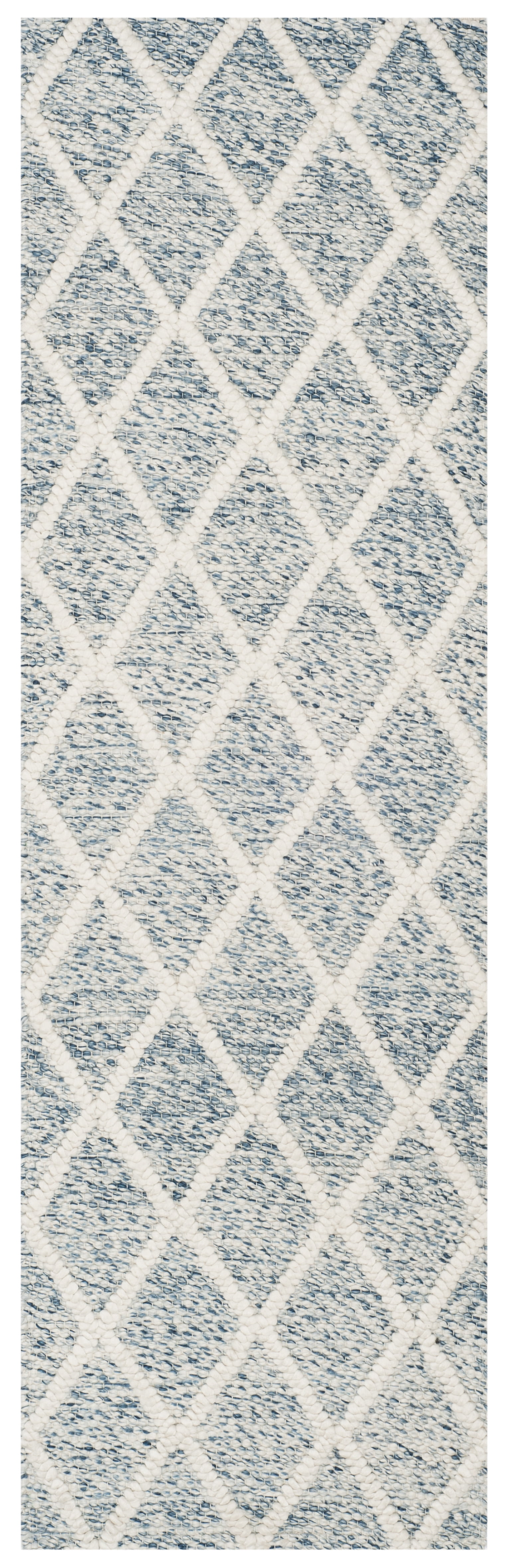 SAFAVIEH Natura Olgica Geometric Diamonds Runner Rug, Ivory/Blue, 2'3" x 8'