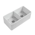 thumbnail image 2 of Double Bowl Kitchen Sink - 33 Inch Fireclay Deep Apron Front Kitchen Sink - Premium Double Bowl Sinks for Home, Farmhouse (Grid & Strainer Included), 2 of 12