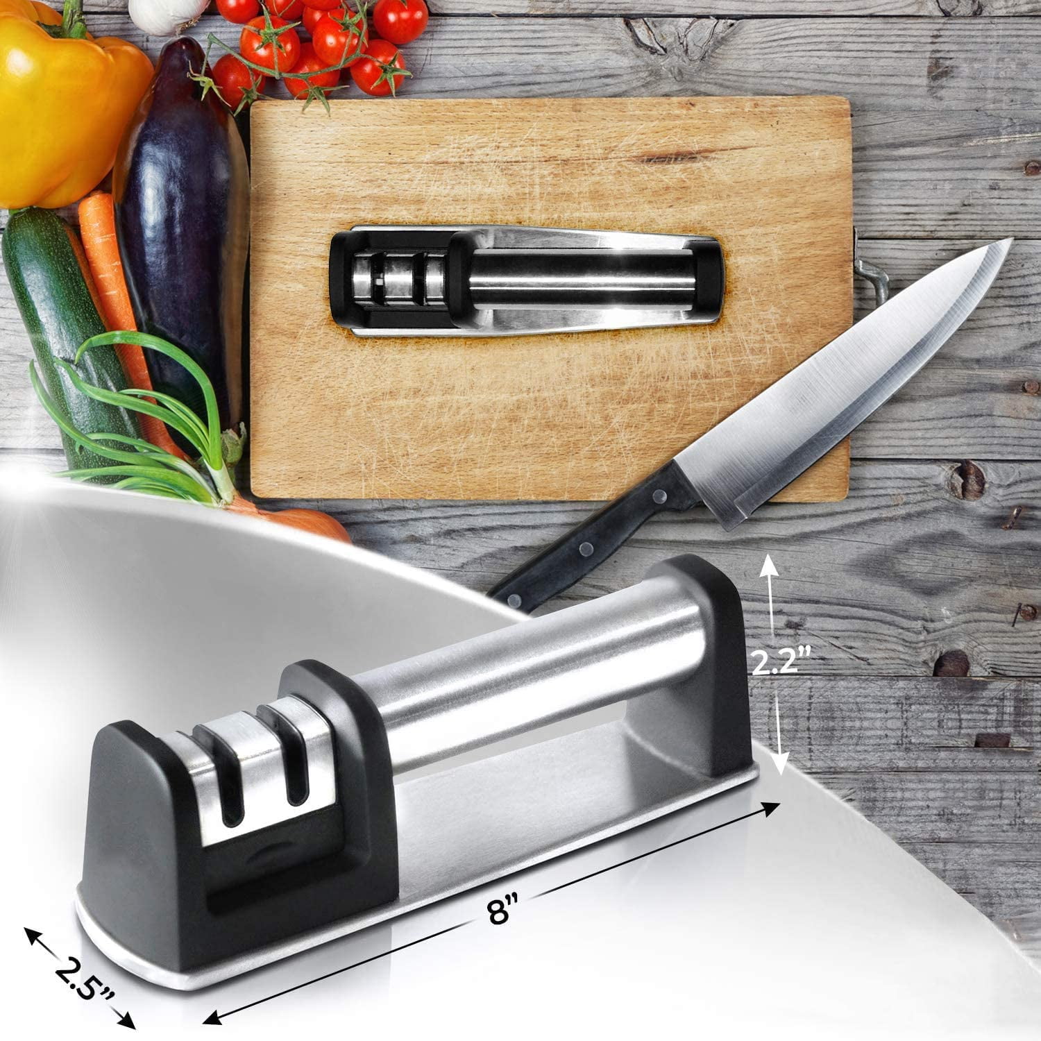 KNIFE SHARPENER Ceramic Tungsten Kitchen Knives Blade Sharpening System  Tool USA XH, 1 Pack - Fry's Food Stores