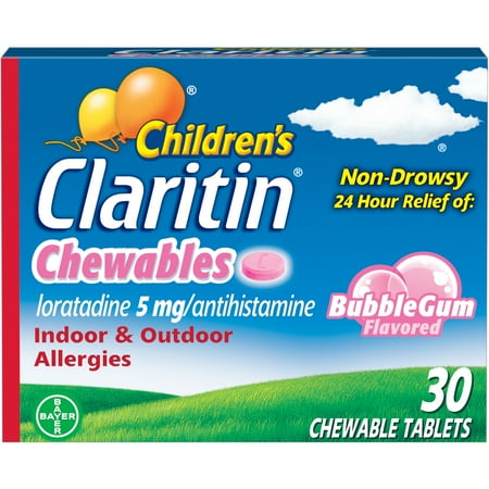- Children's Claritin 24 Hour Allergy Relief Bubblegum Chewable Tablets, 5 mg, 30 Ct