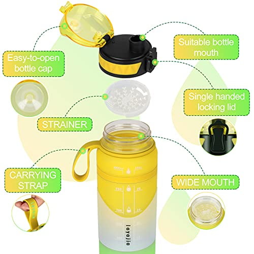Ensure that Drink Enough Water Leakproof BPA Free Tritan Sports Water Jug with Removable Strainer Suitable for Gym Outdoor Sport layajia Water Bottle 34oz Nonslip Gallon Water Bottle Campus 