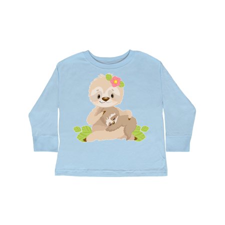 

Inktastic Sloth Mom with Baby Sloth and Flowers Gift Toddler Boy or Toddler Girl Long Sleeve T-Shirt