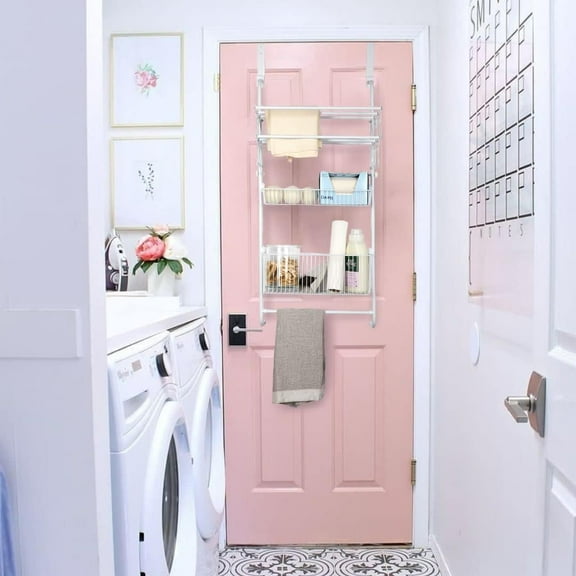 Metal Over the Door Drying Storage Rack, White