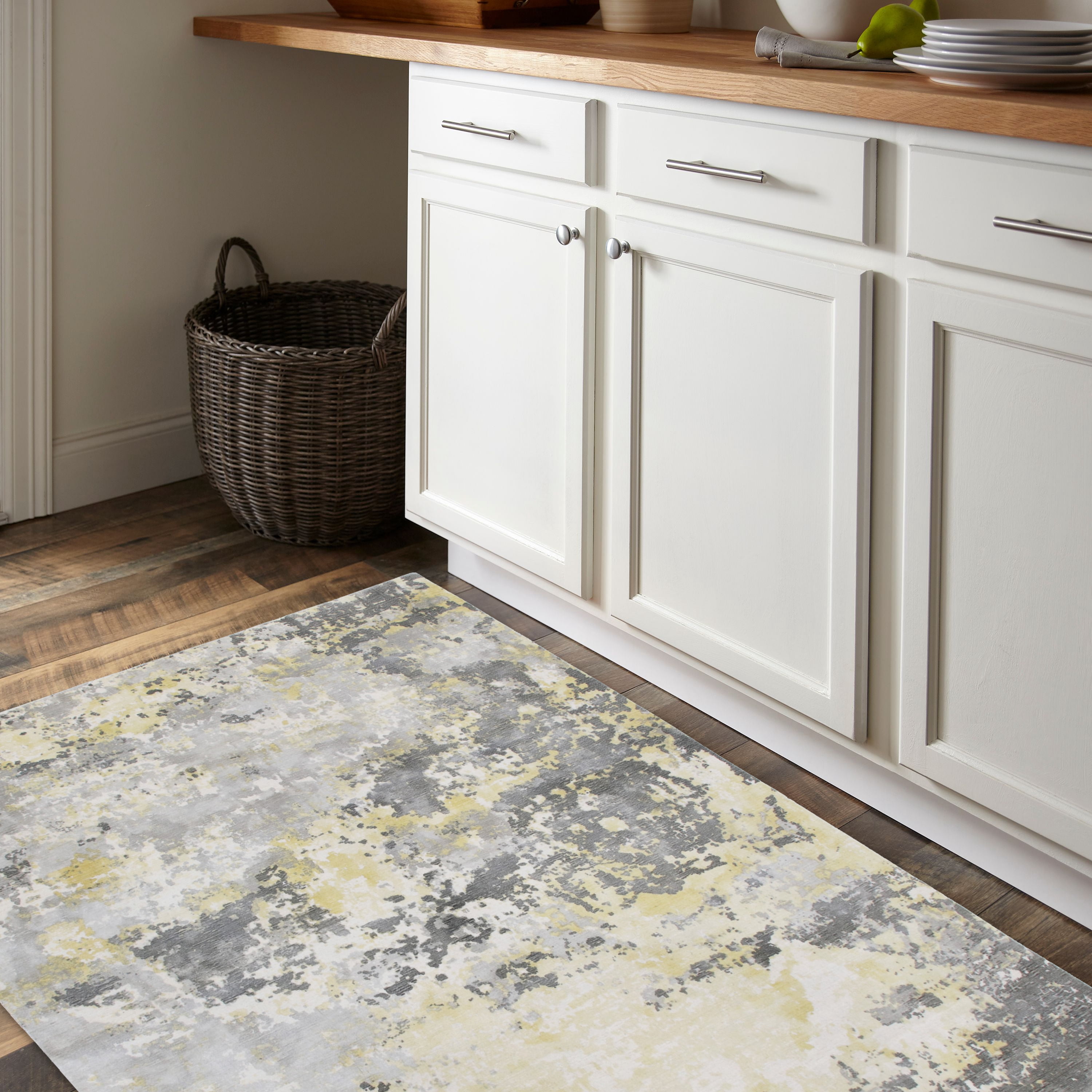 Ox Bay Hand Loomed Modern Abstract Light Area Rug, Gray / Yellow, 2' x 3'