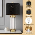 thumbnail image 5 of 25" Morden Table Lamps Set of 2 with USB A+C Ports and Night Light, Unique Star Hallow Black Shade Lamp for Bedroom,Living Room (Bulb Included), 5 of 8