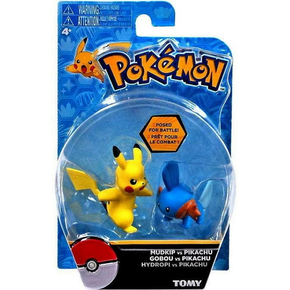 Pokemon Action Pose Mudkip vs Pikachu 2 Mini Figure 2-Pack