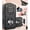 Carbon Fiber, variant on 5‑in‑1 Butane Torch Lighter, Windproof Triple Jet Flame with Cigar Punch V‑Cutter Draw Enhancer Holder, Refillable Visible Fuel Window Pocket Lighter, Outdoor Travel Men Gift Black
