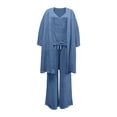 thumbnail image 6 of Ussuma Solid Color 3 Piece Sets for Women V-Neck Sleeveless Tank and Cardigan with Elastic Waist Loose Plus Size Drawstring Pants with Pockets Intellectual Sets Dressy Casual Party Travel Work L Blue, 6 of 6