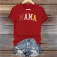 thumbnail image 4 of Camiseta de mujer Penkiiy Mama Carta impresa T-shirt Día de la Madre Tops de manga corta XL Rojo, 4 of 5