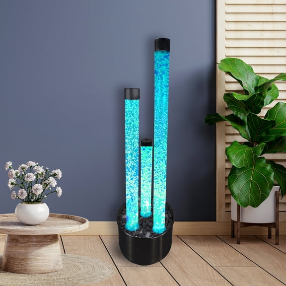 3-Tiered Black Base Bubble Fountain w/16 Lighting Functions
