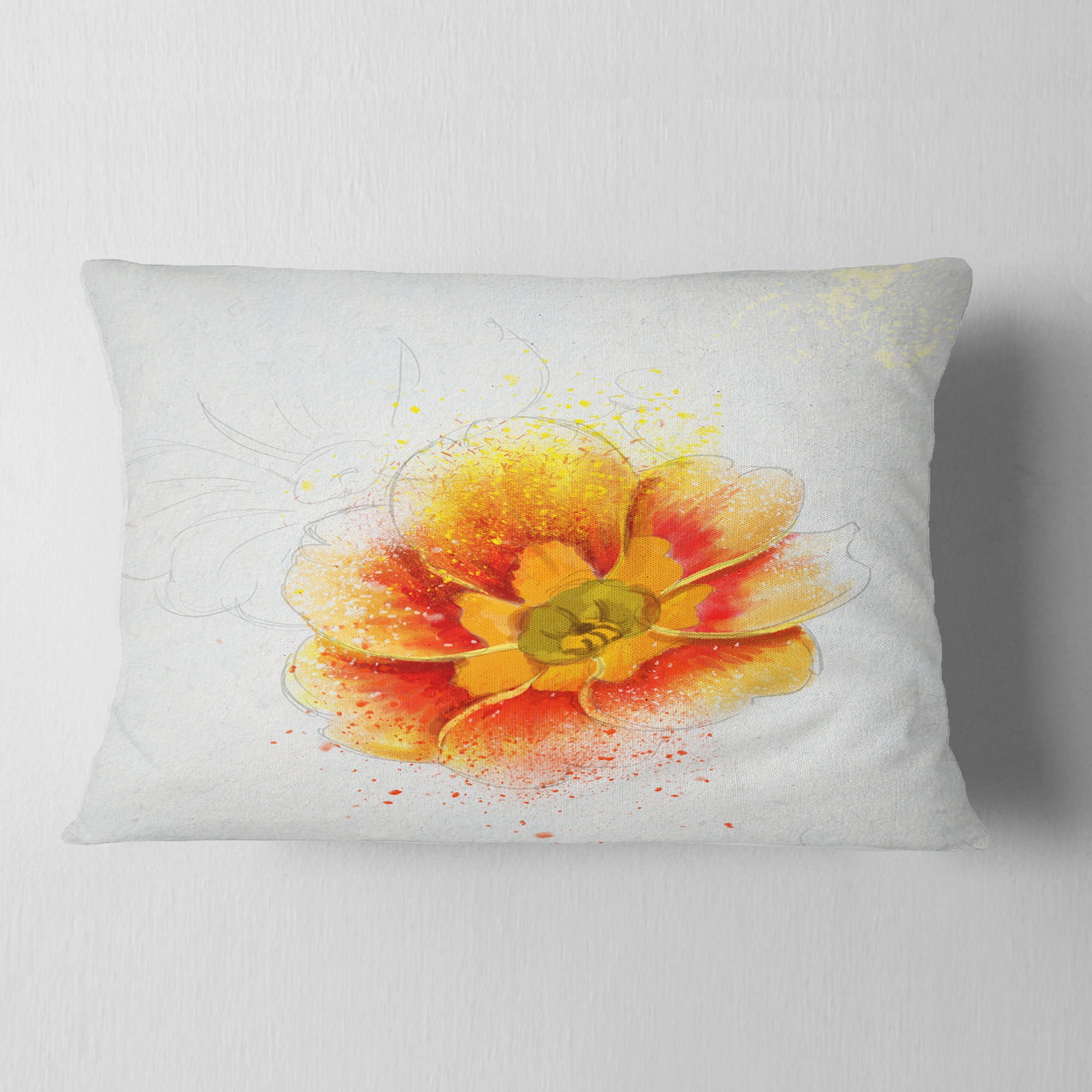 Designart Beautiful Yellow Watercolor Flower - Floral Throw Pillow - 12x20
