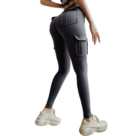 Noarlalf Yoga Pants Running Leggings Workout Sports Pants Women s Fitness Riding Pants Yoga Pants Gray 2Xl