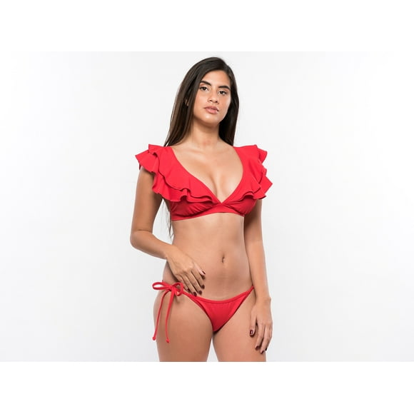 BOTTOM TRAJE DE BAÑO AZUL TURQUESA SW DAMA ROJO M