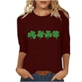 thumbnail image 2 of T-Shirt Ample à Manches Trois-Quarts et Col Rond Imprimé pour la Saint-Patrick pour Femmes, 2 of 6
