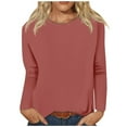 thumbnail image 4 of Rigardu Women's Round Neck Long Sleeve Top Solid Color Casual T Shirt Long Sleeve Shirts for Women Size:s-2xl, 4 of 5