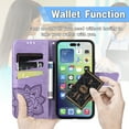 thumbnail image 5 of Feishell Wallet Case for iPhone 14 Pro 6.1 inch,Butterfly & Flower Embossed PU Leather TPU Inner Shell Magnetic Flip Stand Card Slots Shockproof Protective Phone Cover,Lightpurple, 5 of 7