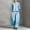 Light Blue, variant on Women Matching Two Piece Outfit Sets, Two-Piece Suits, Crew Neck Three Quarter Sleeve Solid Button Front Outfits, Oversized Wide Leg Coordinating Two-Piece Clothing Sets(Pink,3XL)